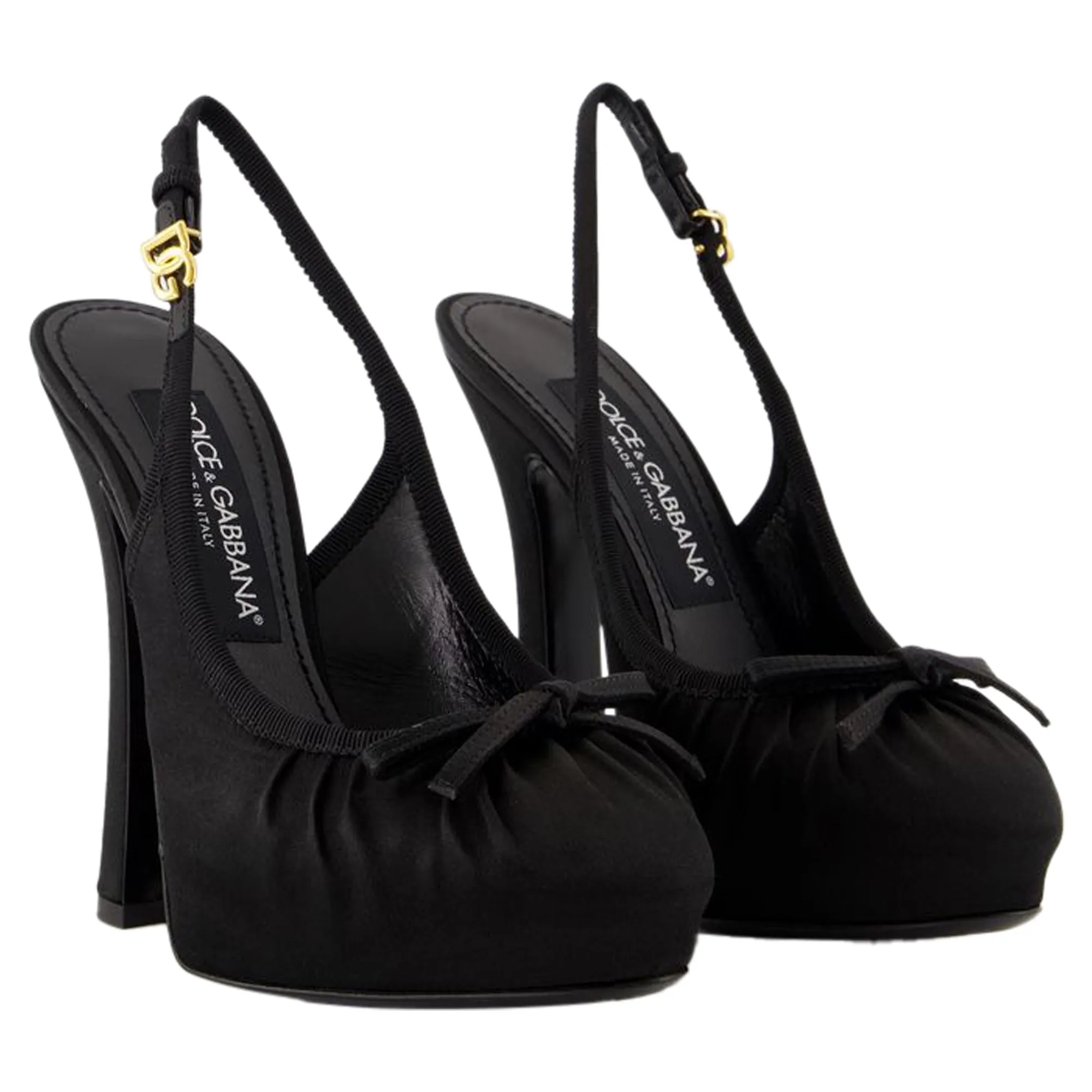 Slingback Pumps - Dolce&Gabbana - Silk - Black