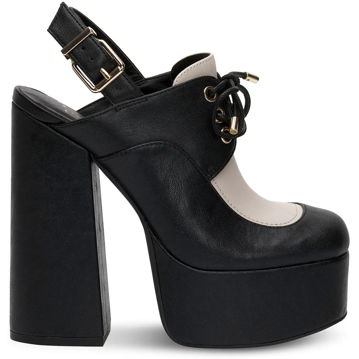 Sondos Womens Faux leather Chunky Slingback Heels