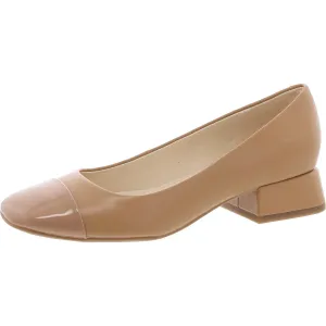 Sophe  Womens Patent Trim Faux Leather Loafer Heels