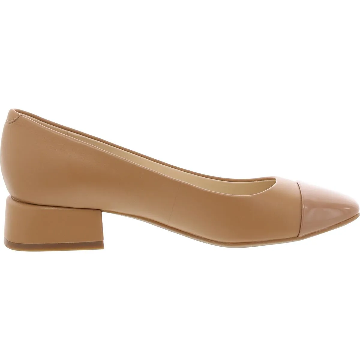 Sophe  Womens Patent Trim Faux Leather Loafer Heels