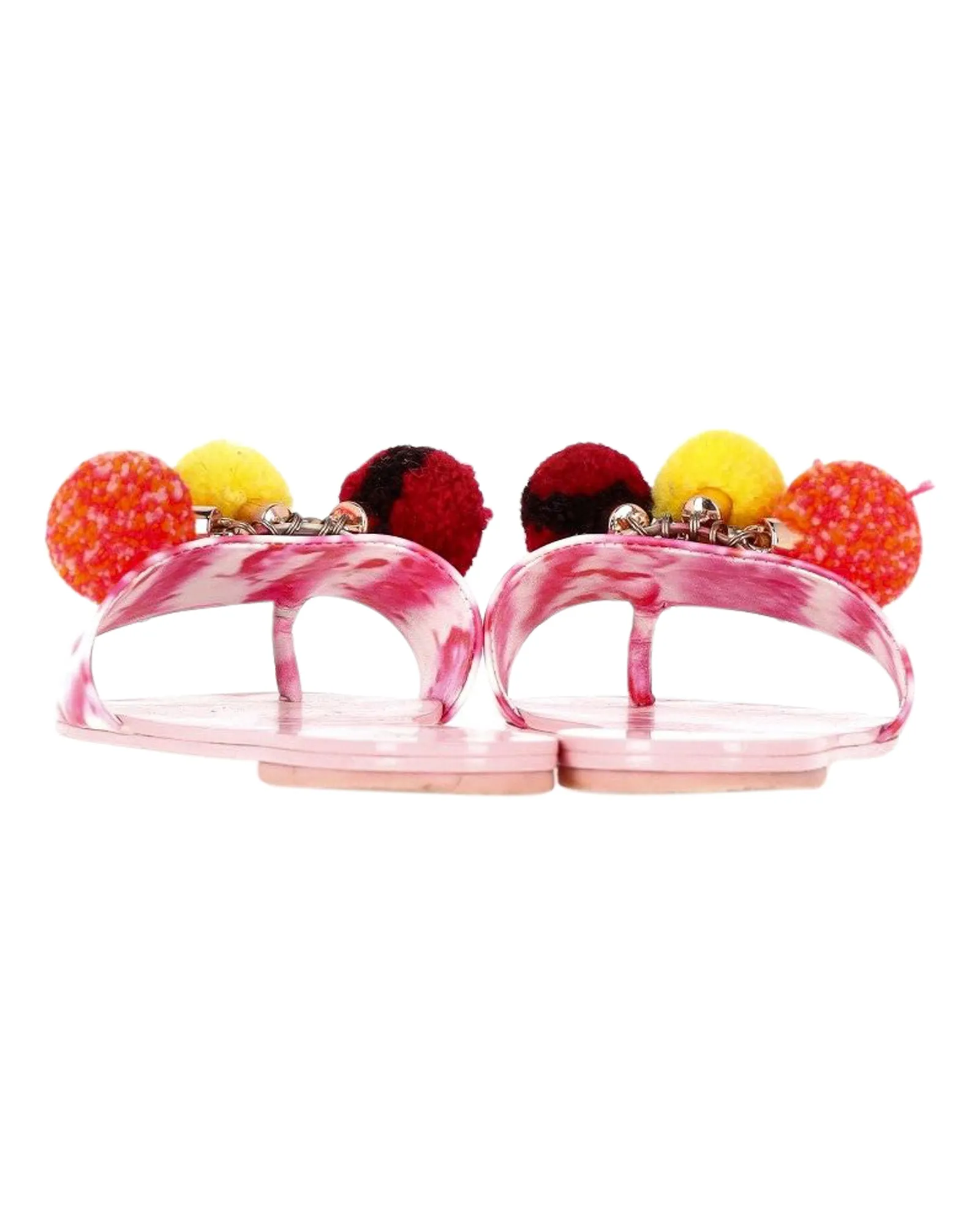 Sophia Webster Jada Pompom Slides In Pink Leather