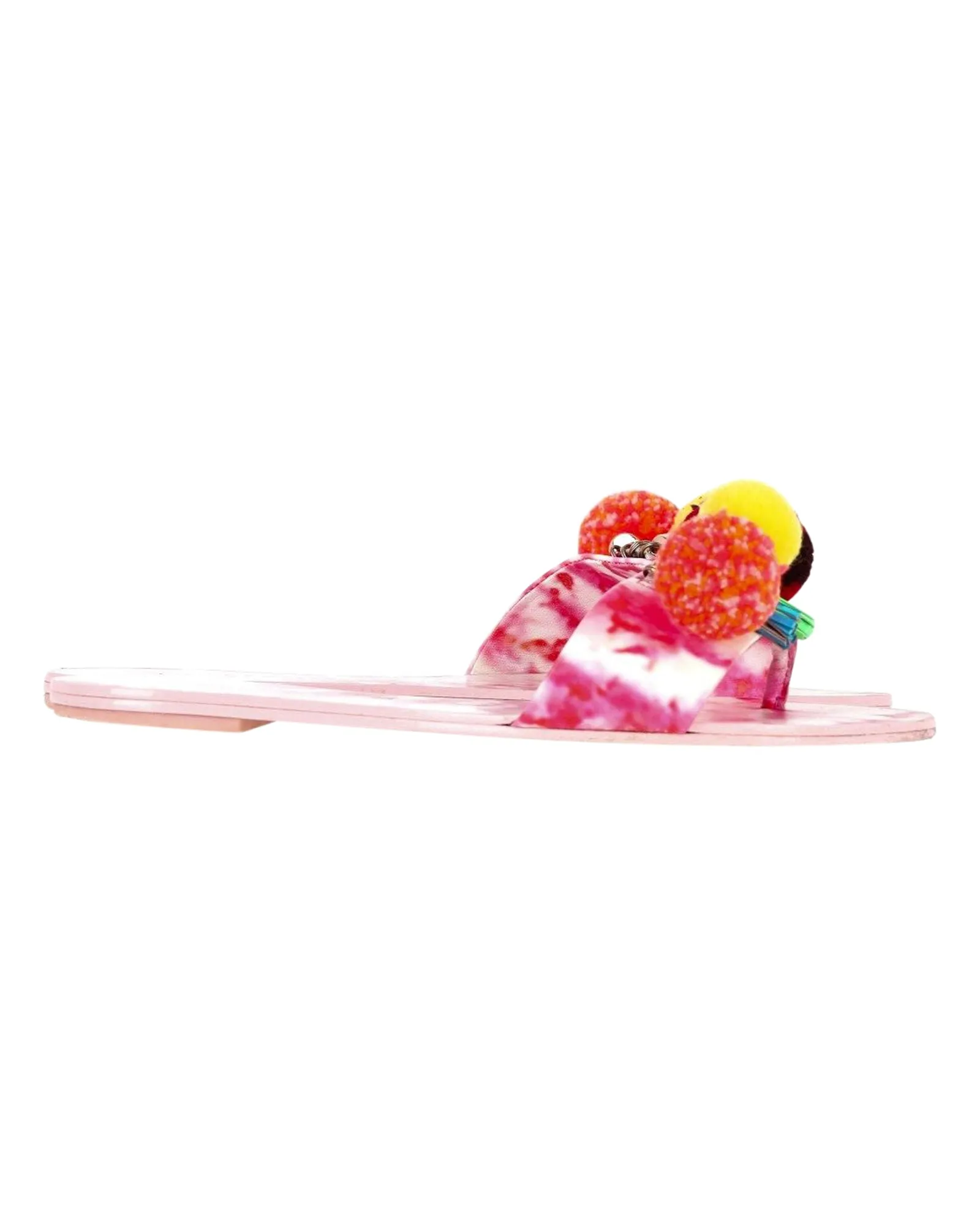 Sophia Webster Jada Pompom Slides In Pink Leather