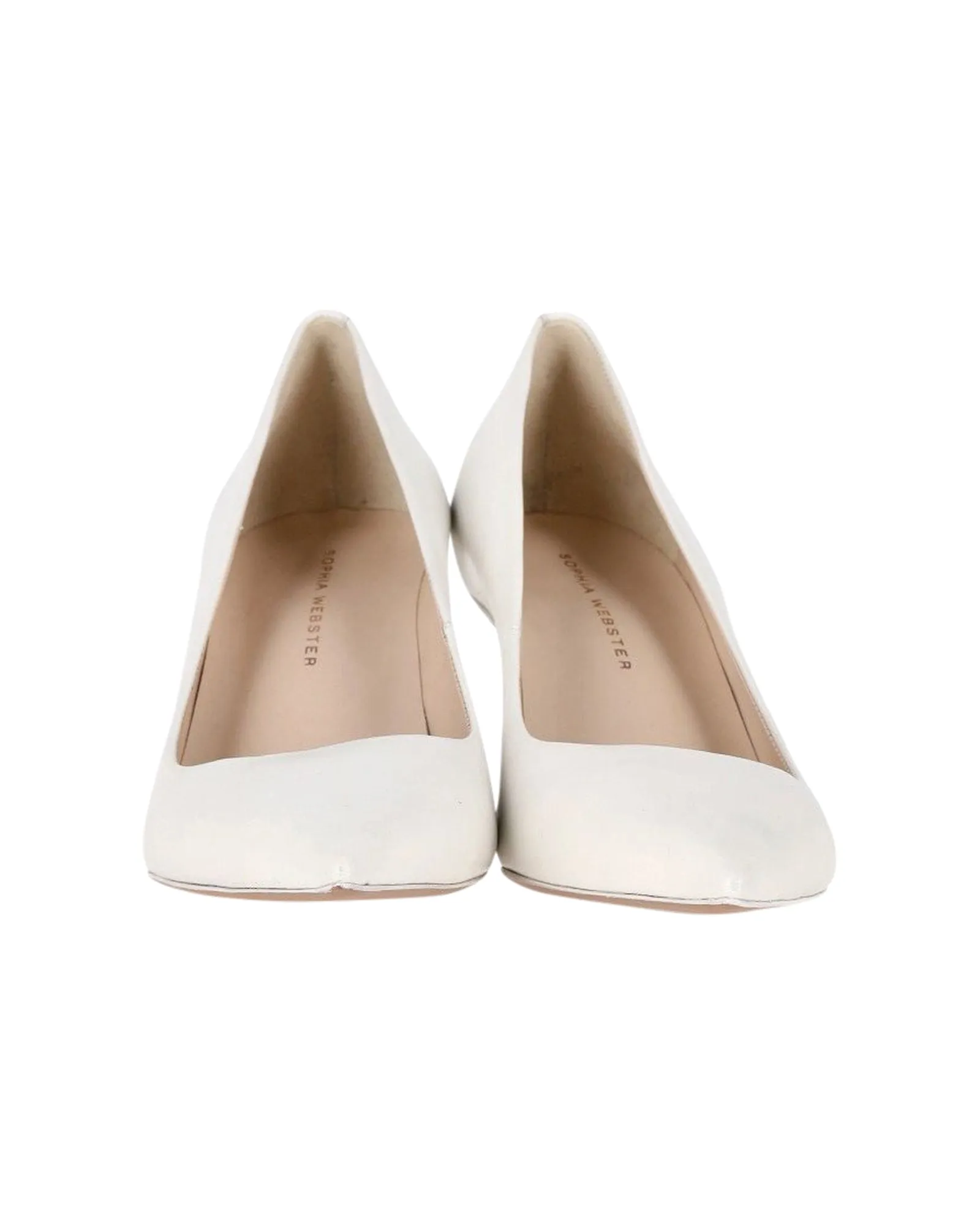 Sophia Webster Lola Pointed Toe Pumps in White Leather