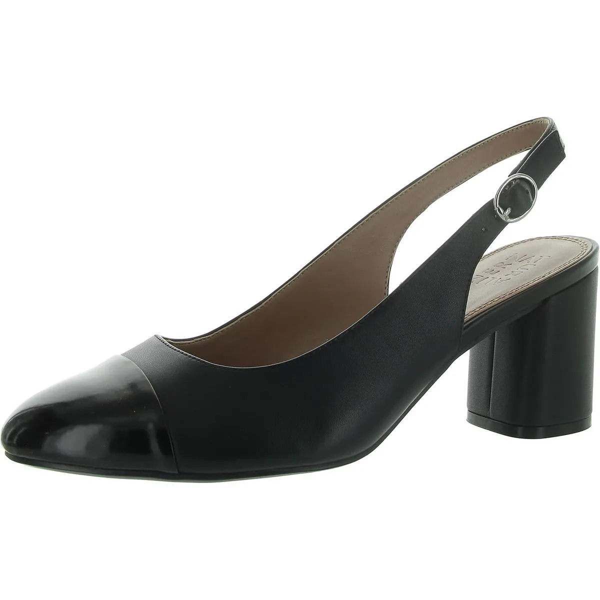 Sophie Womens Leather Round Toe Slingback Heels