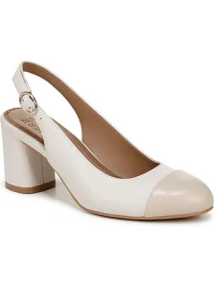Sophie Womens Leather Round Toe Slingback Heels