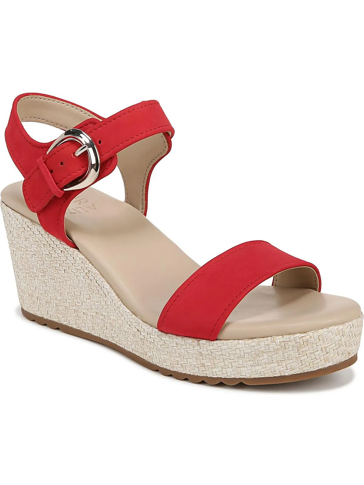 Stella Womens Leathe Ankle Strap Wedge Sandals