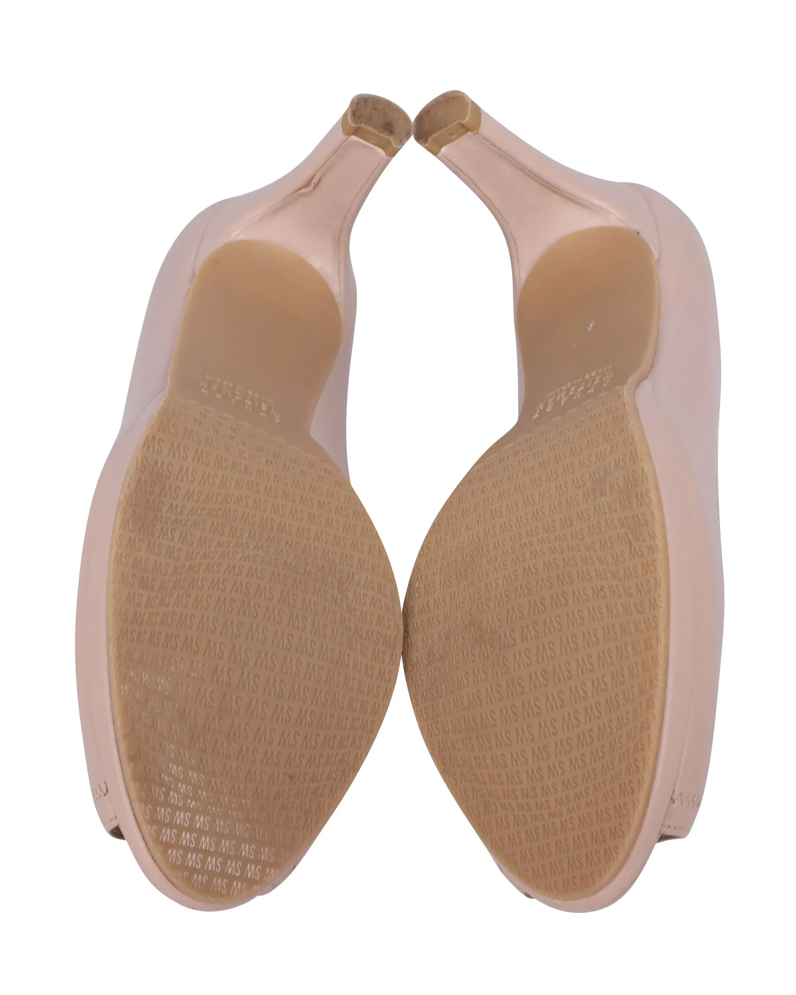 Stuart Weitzman Peep Toe Pumps in Pink Leather