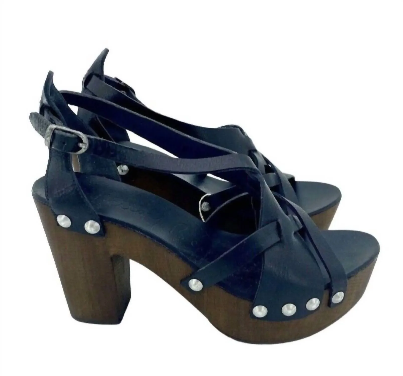 Studded Leather Platform Sandals In Black