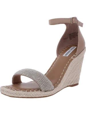 Submit-R Womens Rhinestone Ankle Strap Espadrilles