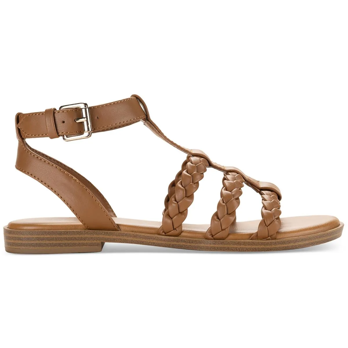 Suziee Womens Faux Leather T-Strap Slingback Sandals
