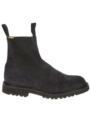 Swallow Tail Chelsea Boot In Navy Suede
