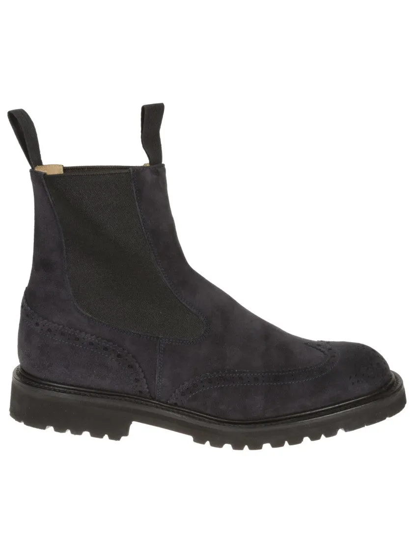 Swallow Tail Chelsea Boot In Navy Suede