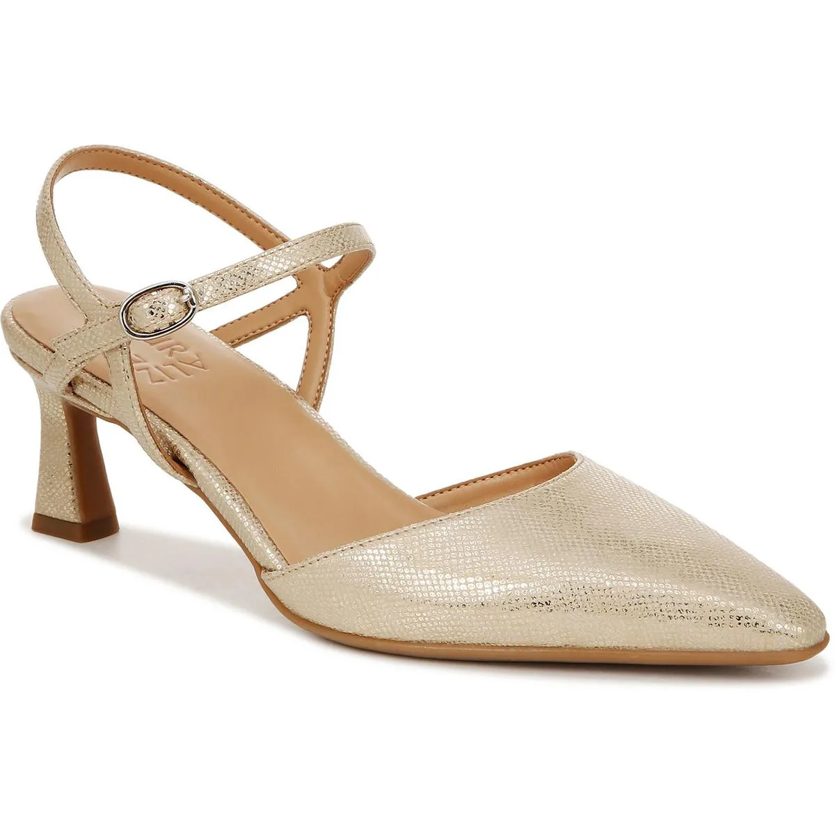 Tara Womens Faux Leather Ankle Strap Slingback Heels