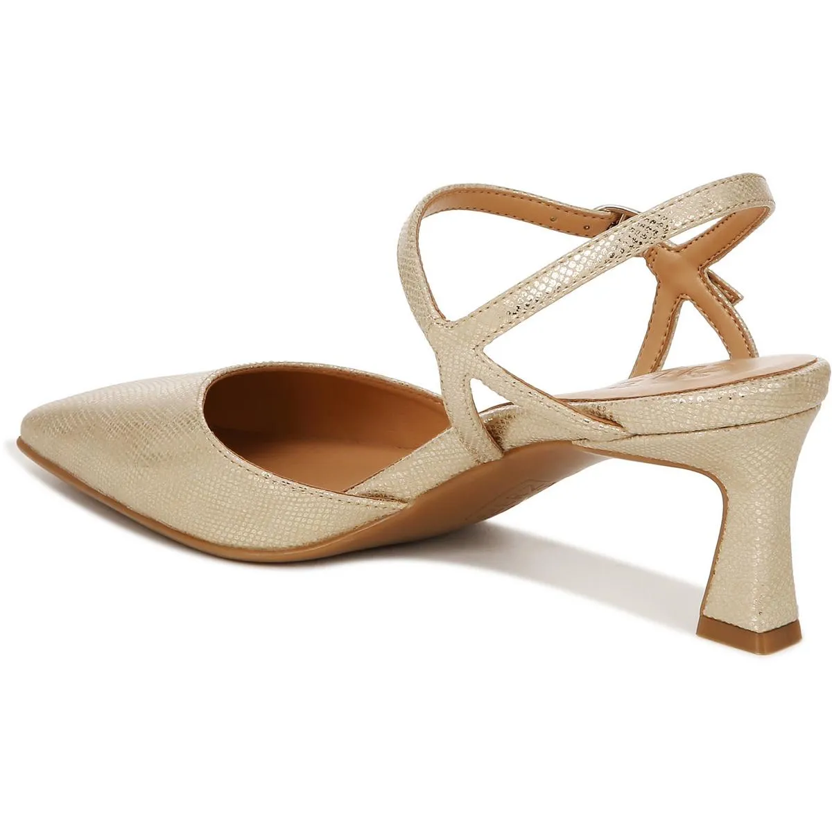 Tara Womens Faux Leather Ankle Strap Slingback Heels