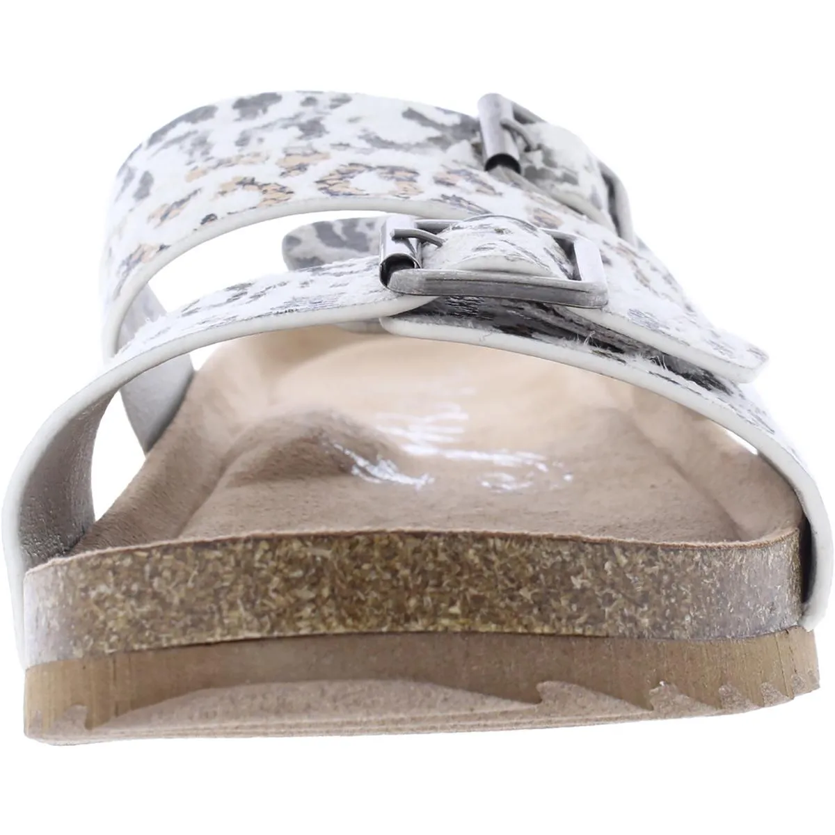 Taurus Womens Faux Leather Slip-On Slide Sandals