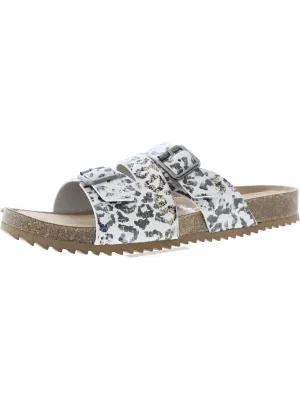 Taurus Womens Faux Leather Slip-On Slide Sandals