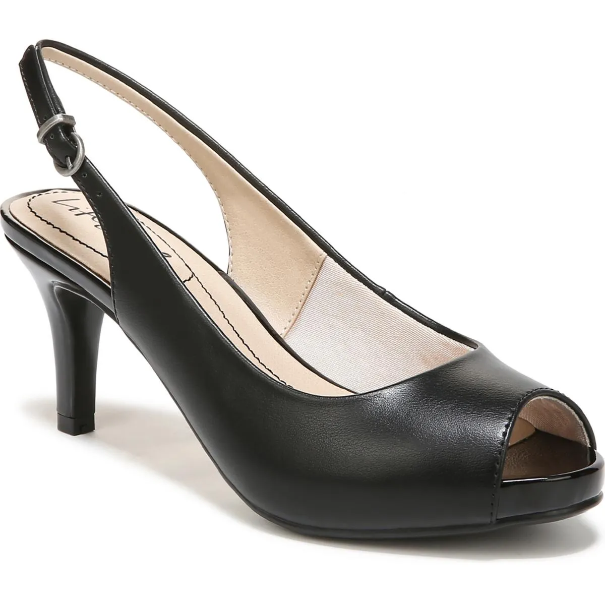 Teller Womens Solid Slingback Peep-Toe Heels