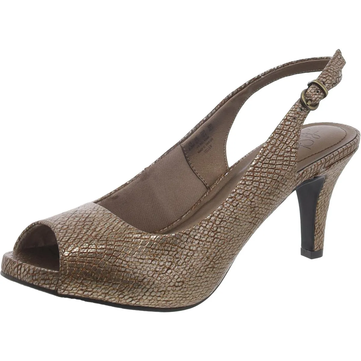 Teller Womens Solid Slingback Peep-Toe Heels