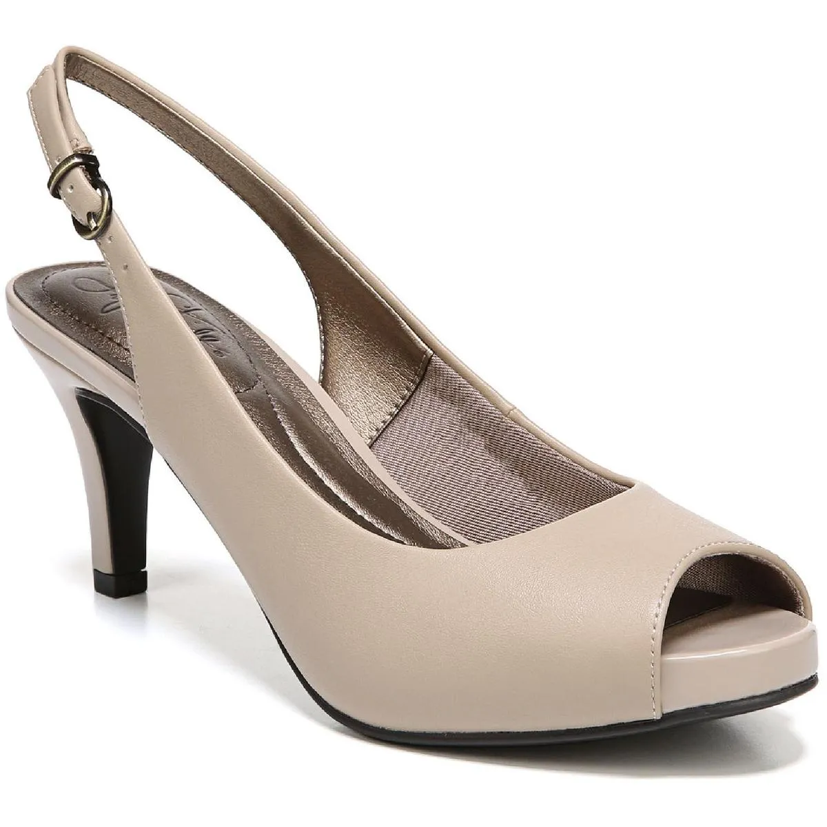 Teller Womens Solid Slingback Peep-Toe Heels