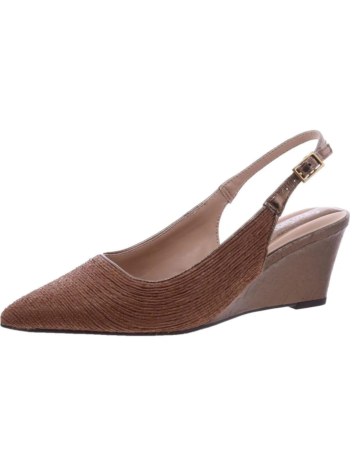 Tessa Womens Leather Pointed Toe Slingback Heels