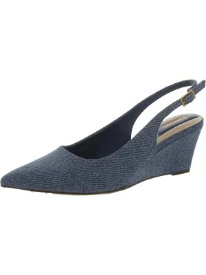 Tessa Womens Leather Pointed Toe Slingback Heels