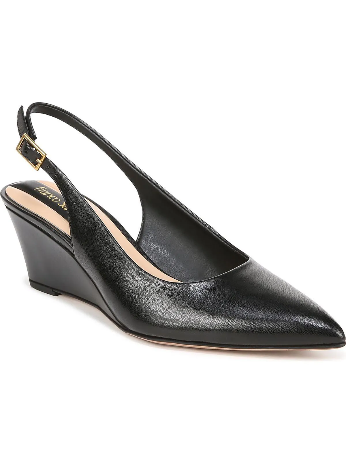 Tessa Womens Leather Pointed Toe Slingback Heels
