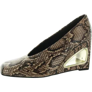 The Hollow Wedge Pump Womens Cut-Out Faux Leather Wedge Heels