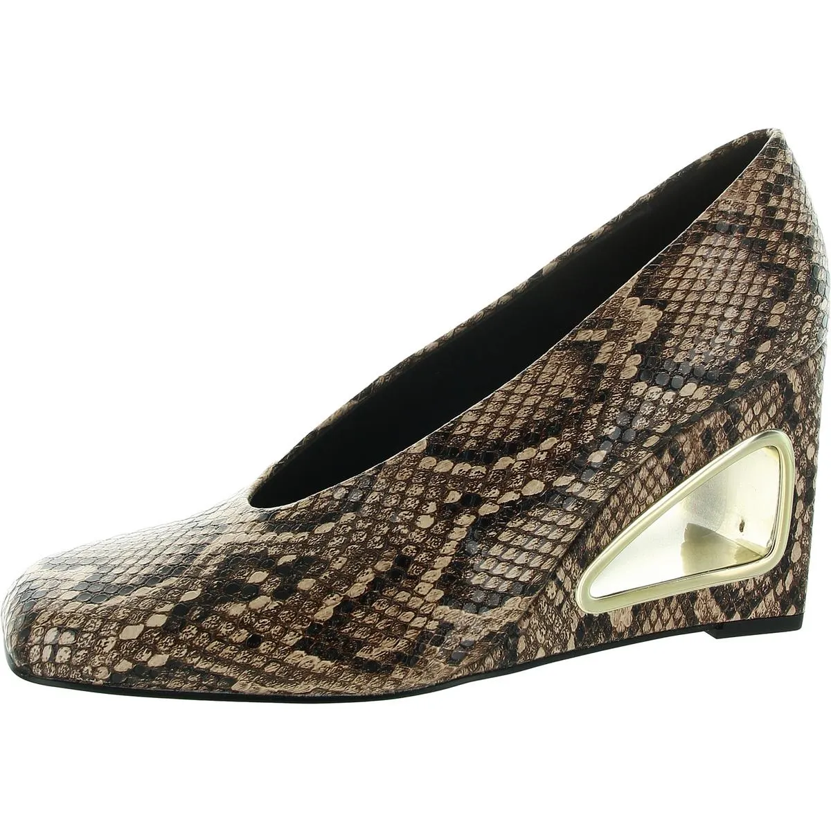 The Hollow Wedge Pump Womens Cut-Out Faux Leather Wedge Heels