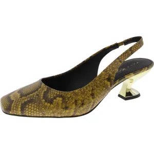 The Laterr Womens Faux Leather Square Toe Slingback Heels