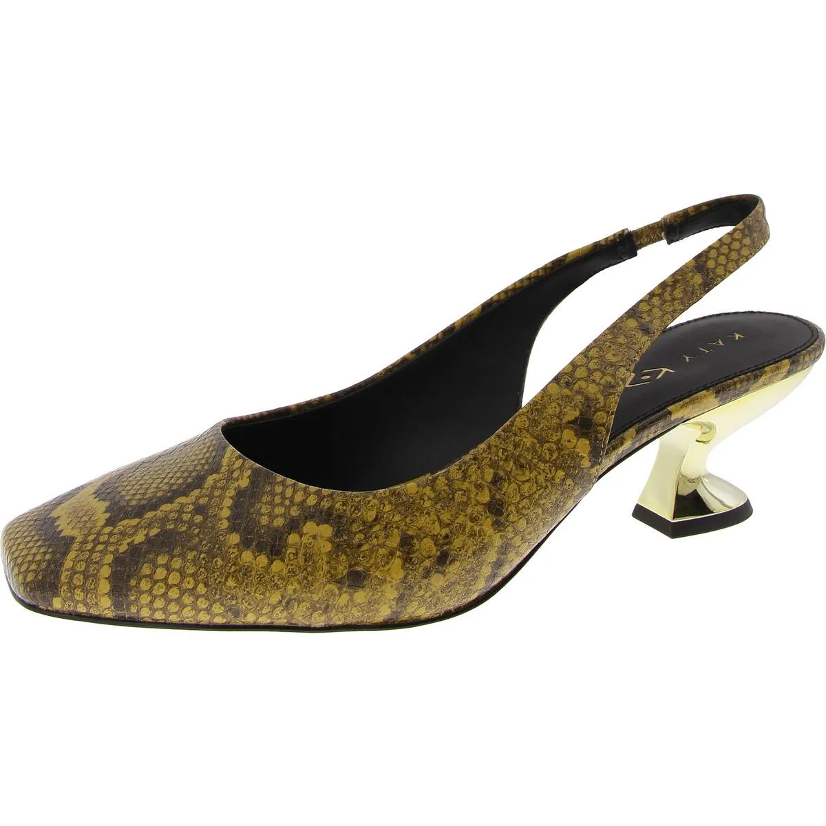 The Laterr Womens Faux Leather Square Toe Slingback Heels