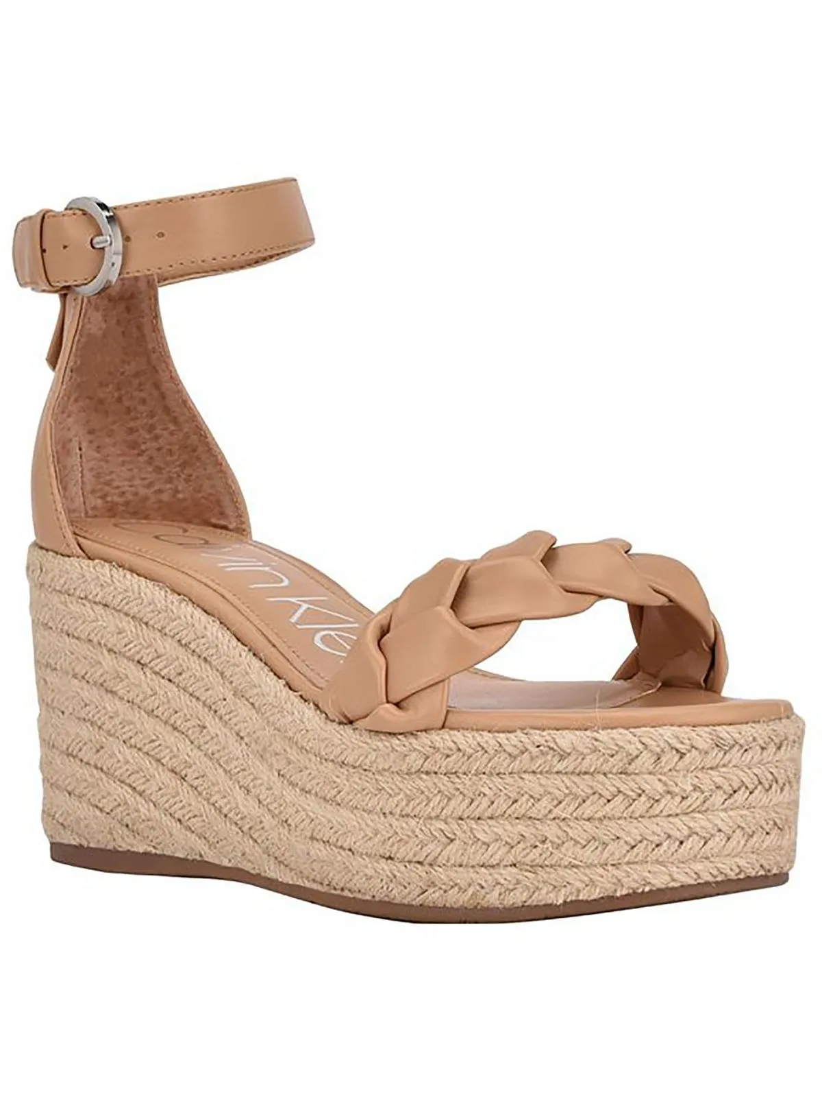 Thea Womens Faux Leather Sandal Wedge Heels