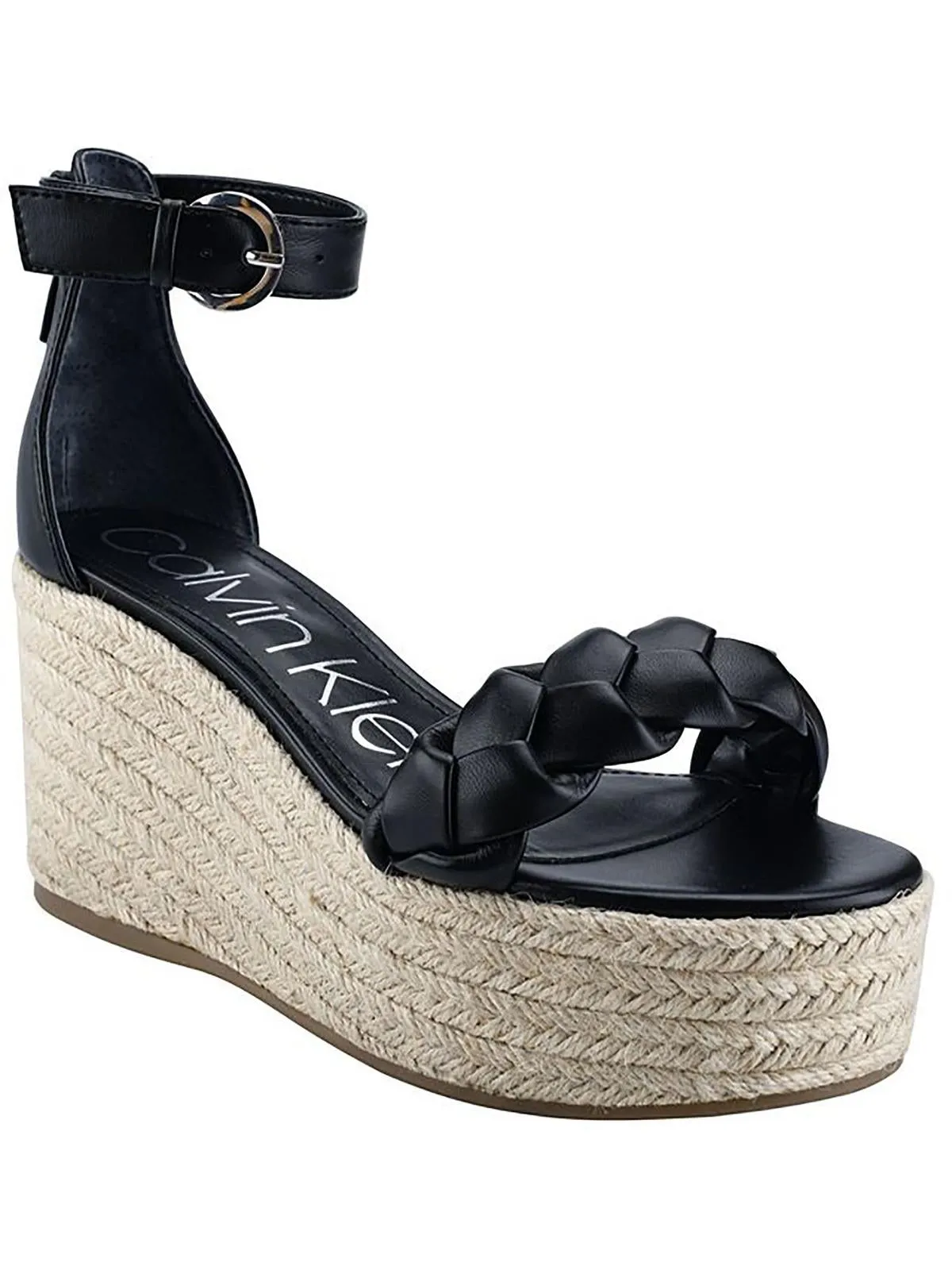 Thea Womens Faux Leather Sandal Wedge Heels