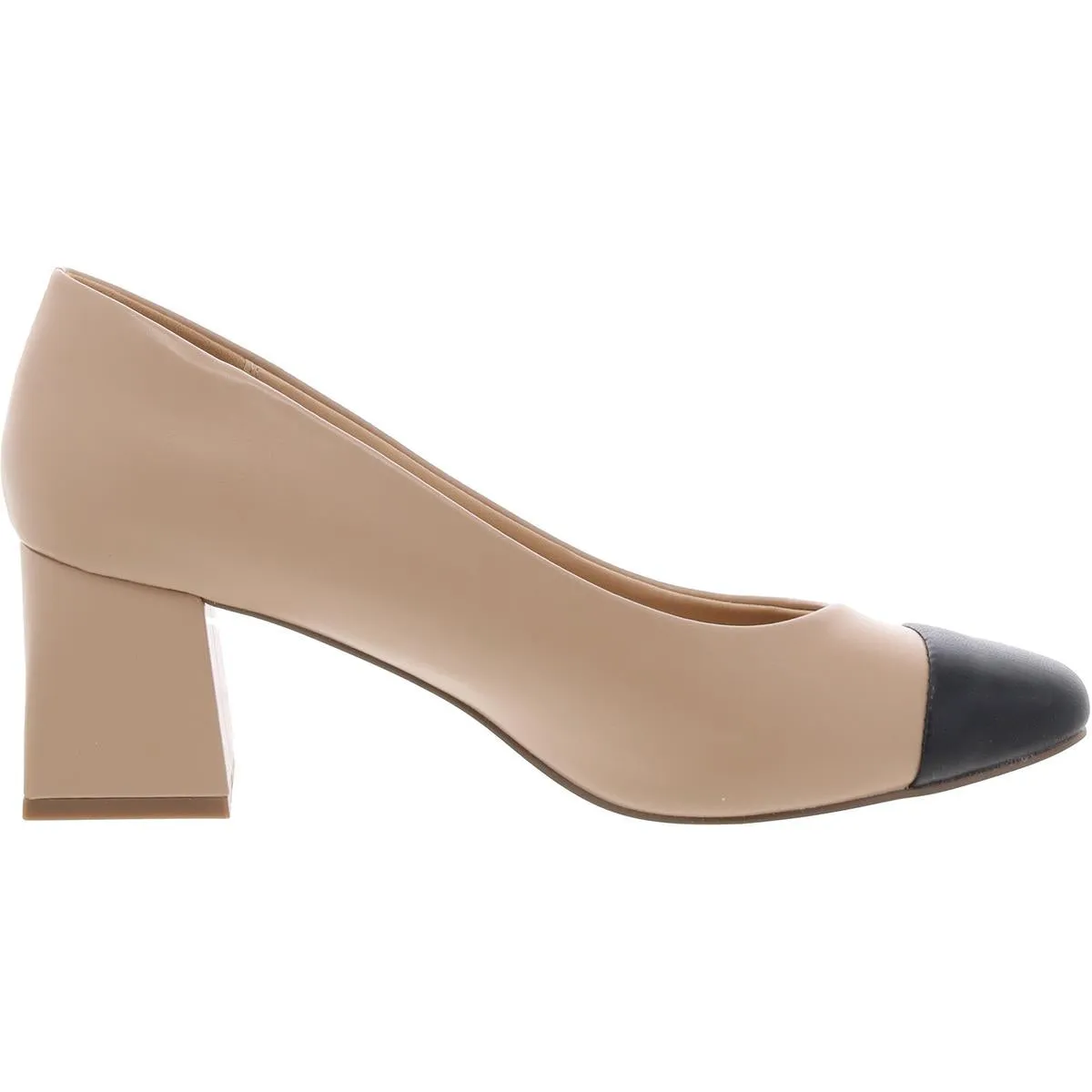 Tillyy  Womens Toe Cap Faux Leather Block Heels