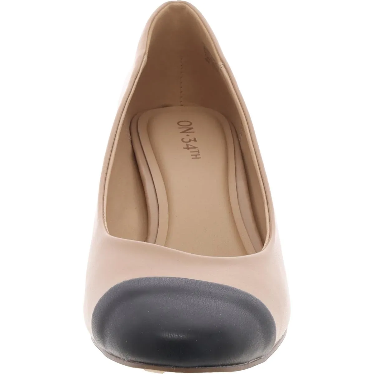 Tillyy  Womens Toe Cap Faux Leather Block Heels