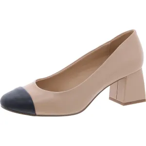 Tillyy  Womens Toe Cap Faux Leather Block Heels
