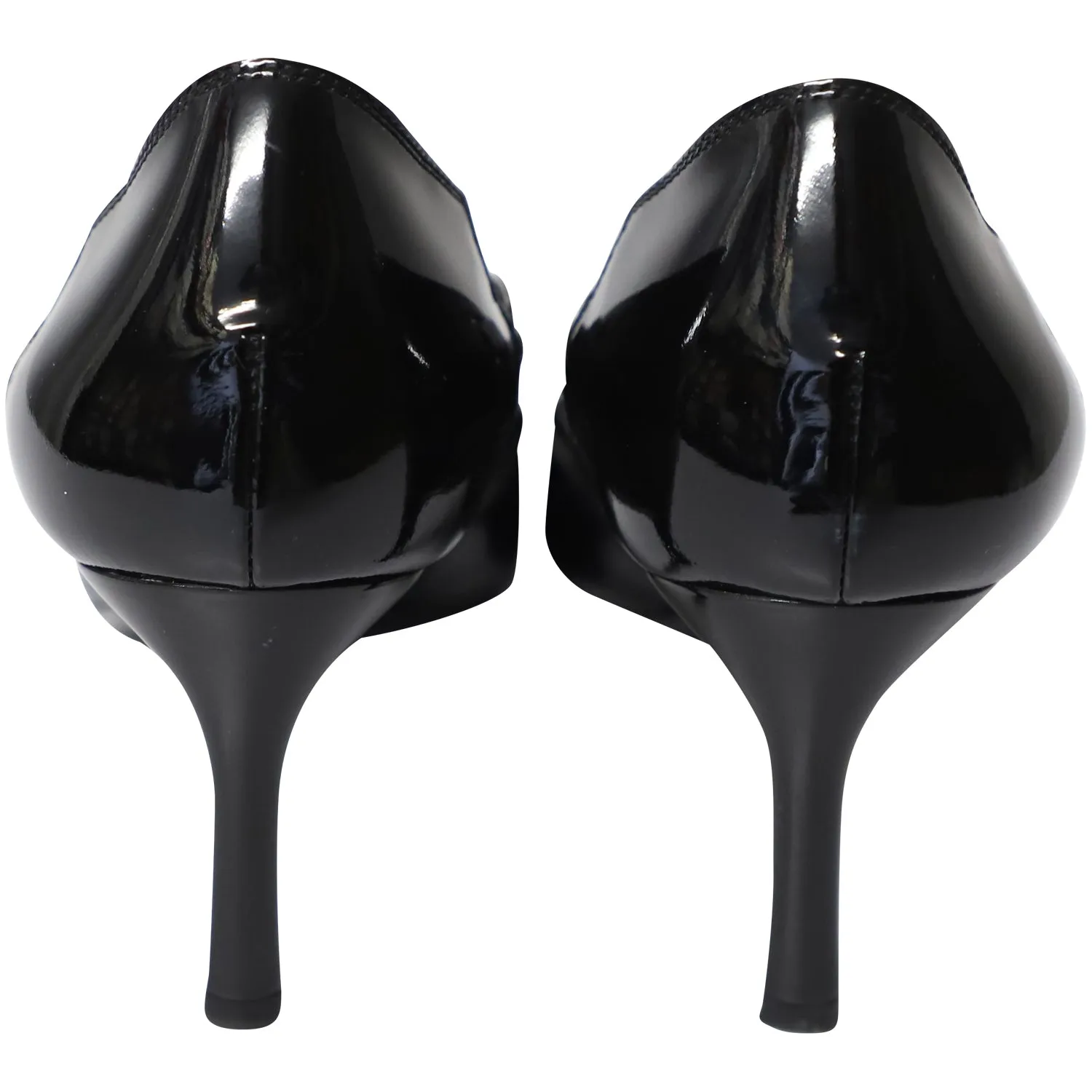 Tod's Cutout Pointed Heels in Black Patent Leather