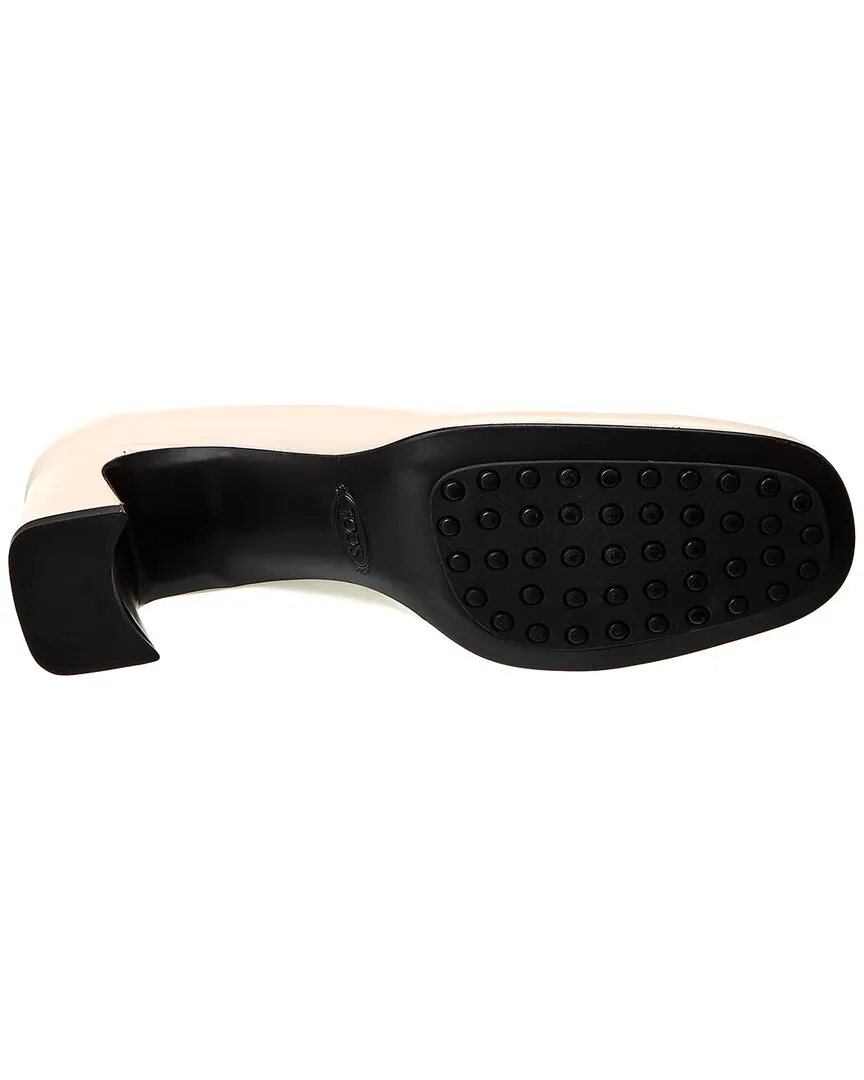 TODs Logo Leather Pump