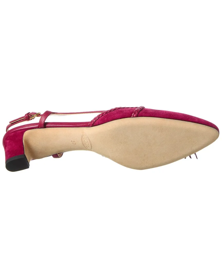 TODs Suede Slingback Pump