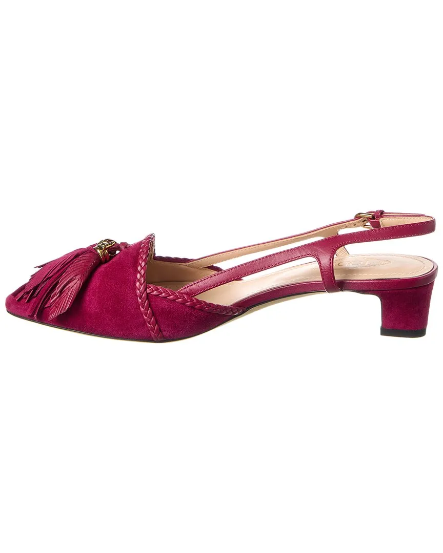 TODs Suede Slingback Pump