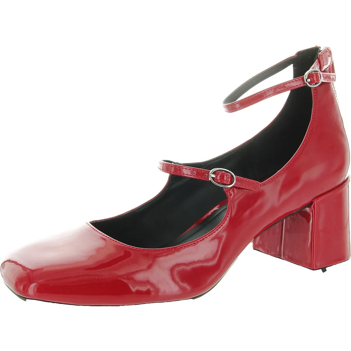 Tonii Womens Patent Square Toe Mary Jane Heels