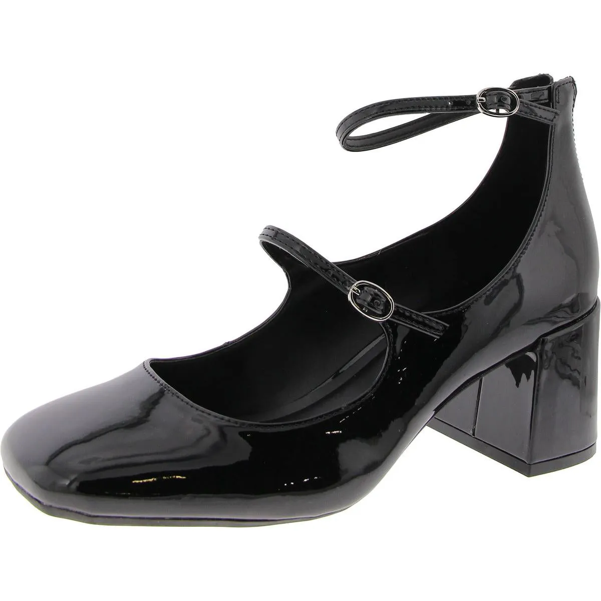 Tonii Womens Patent Square Toe Mary Jane Heels