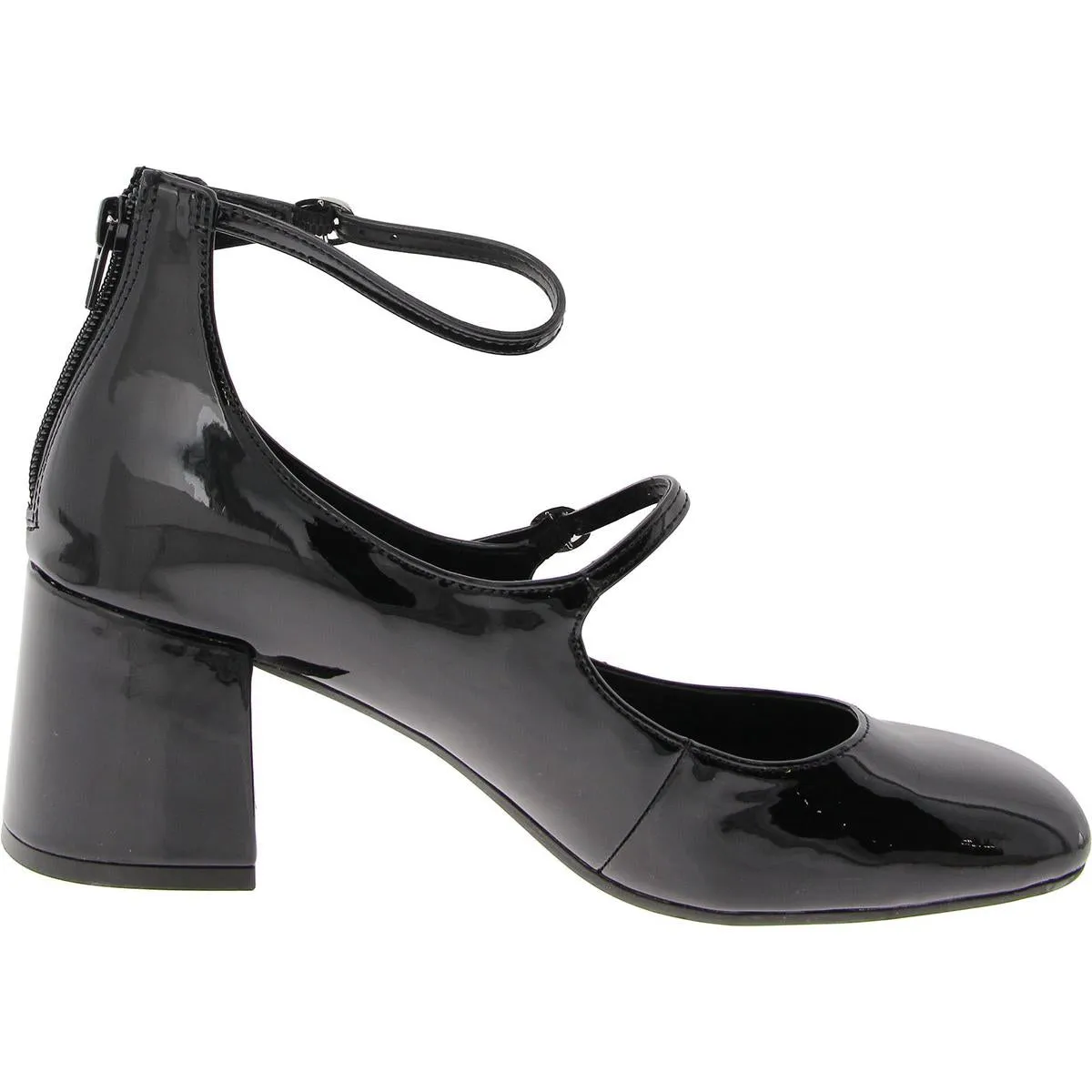 Tonii Womens Patent Square Toe Mary Jane Heels