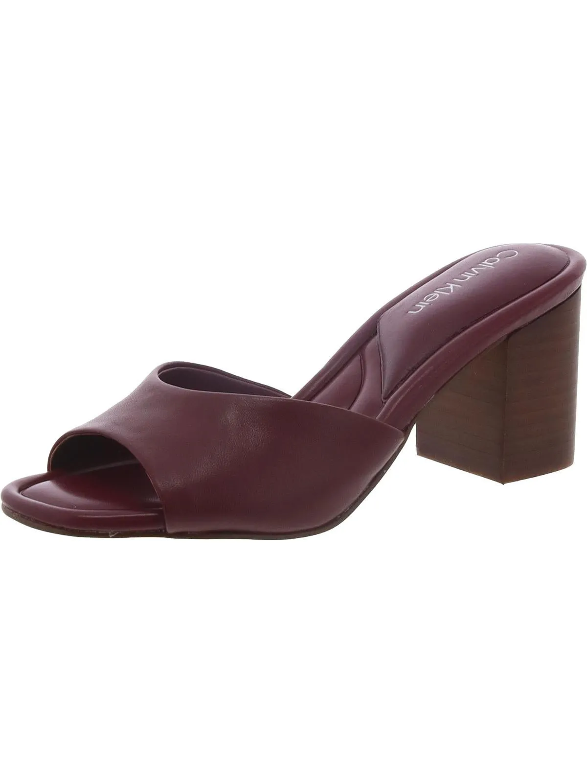 Toven Womens Leather Slip On Block Heel