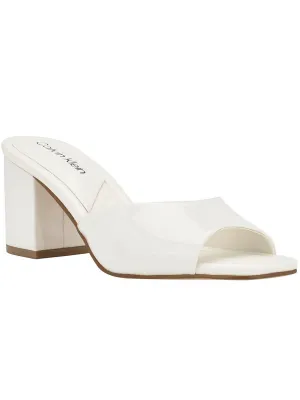 Toven Womens Leather Slip On Block Heel
