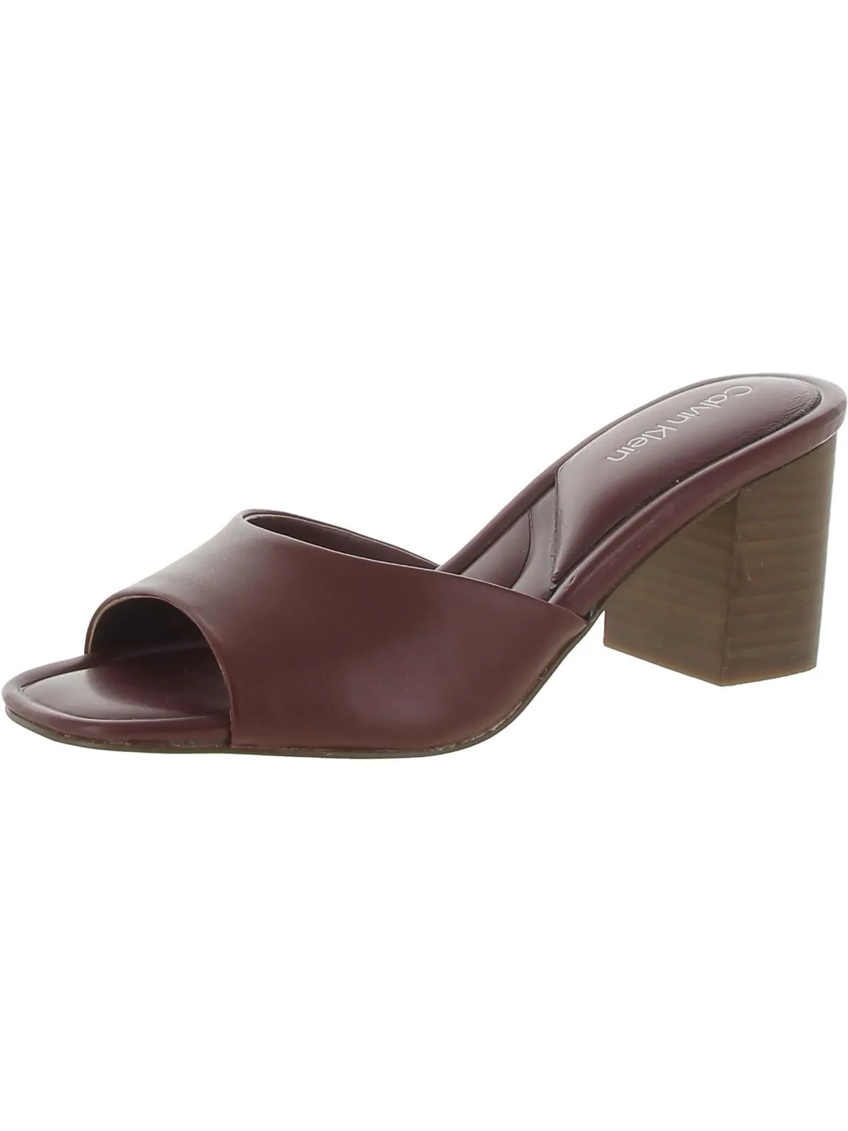 Toven Womens Leather Slip On Block Heel