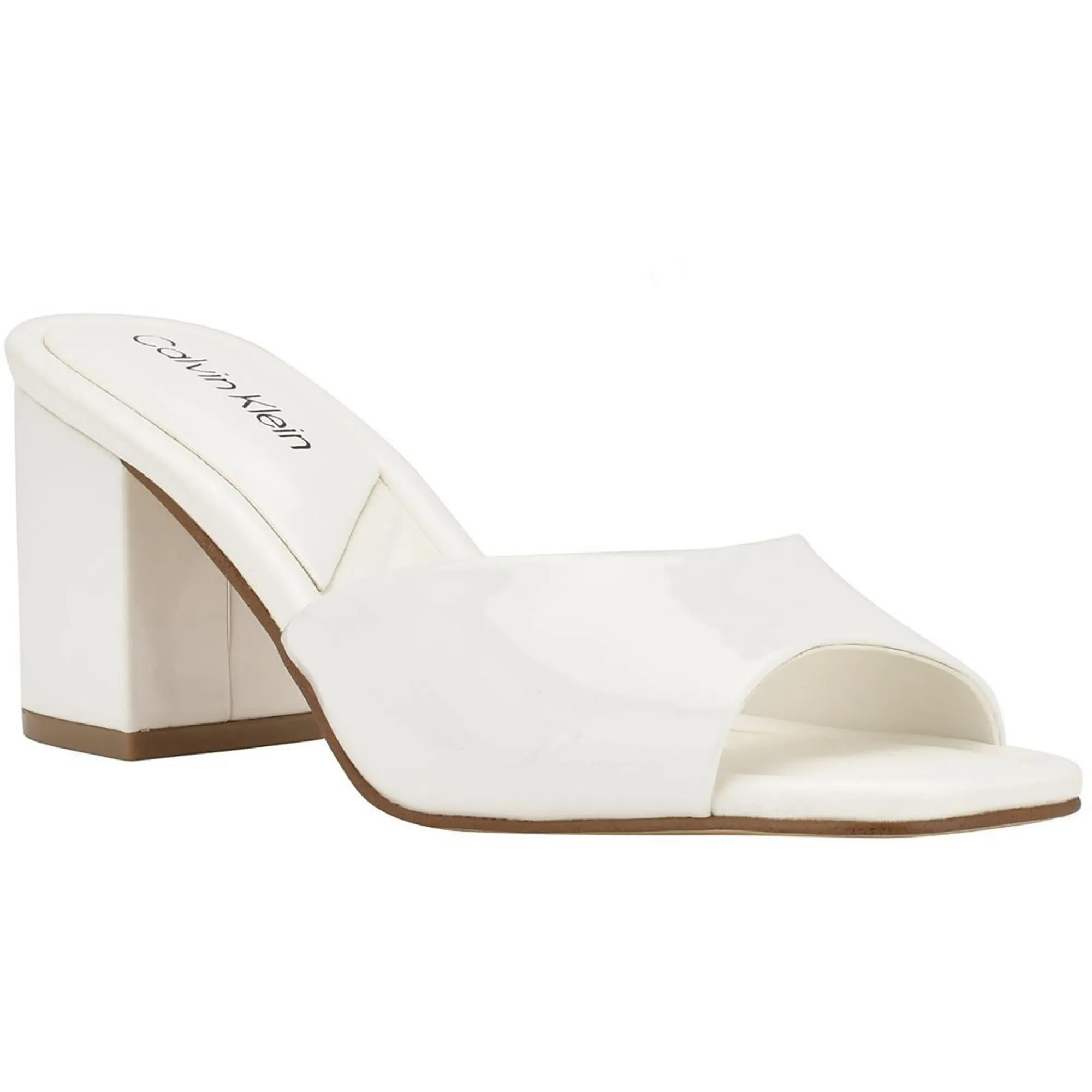 Toven Womens Leather Slip On Block Heel