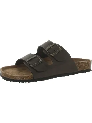 Triun Womens Faux Leather Slide Sandals