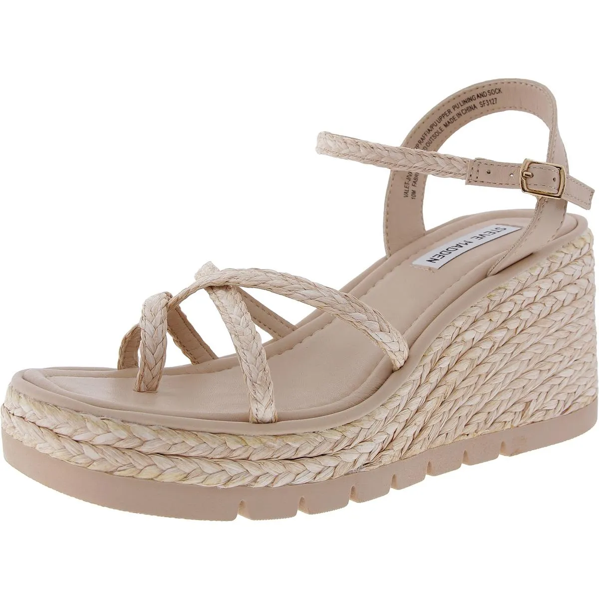 Valet Womens Faux Leather Wedge Ankle Strap