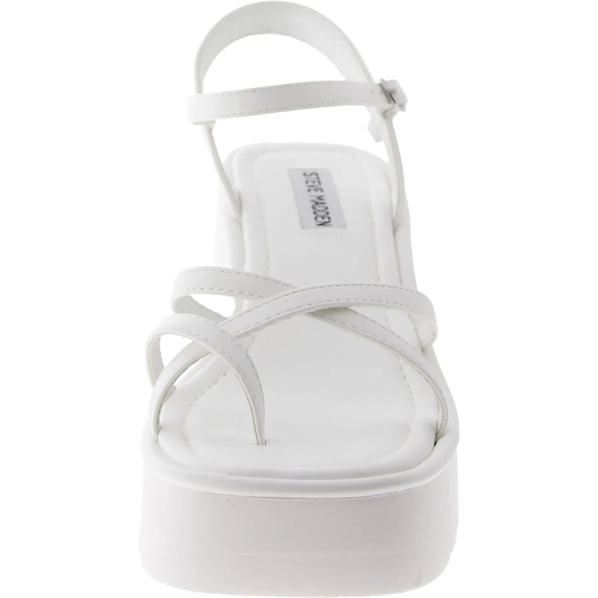 Valet Womens Faux Leather Wedge Ankle Strap
