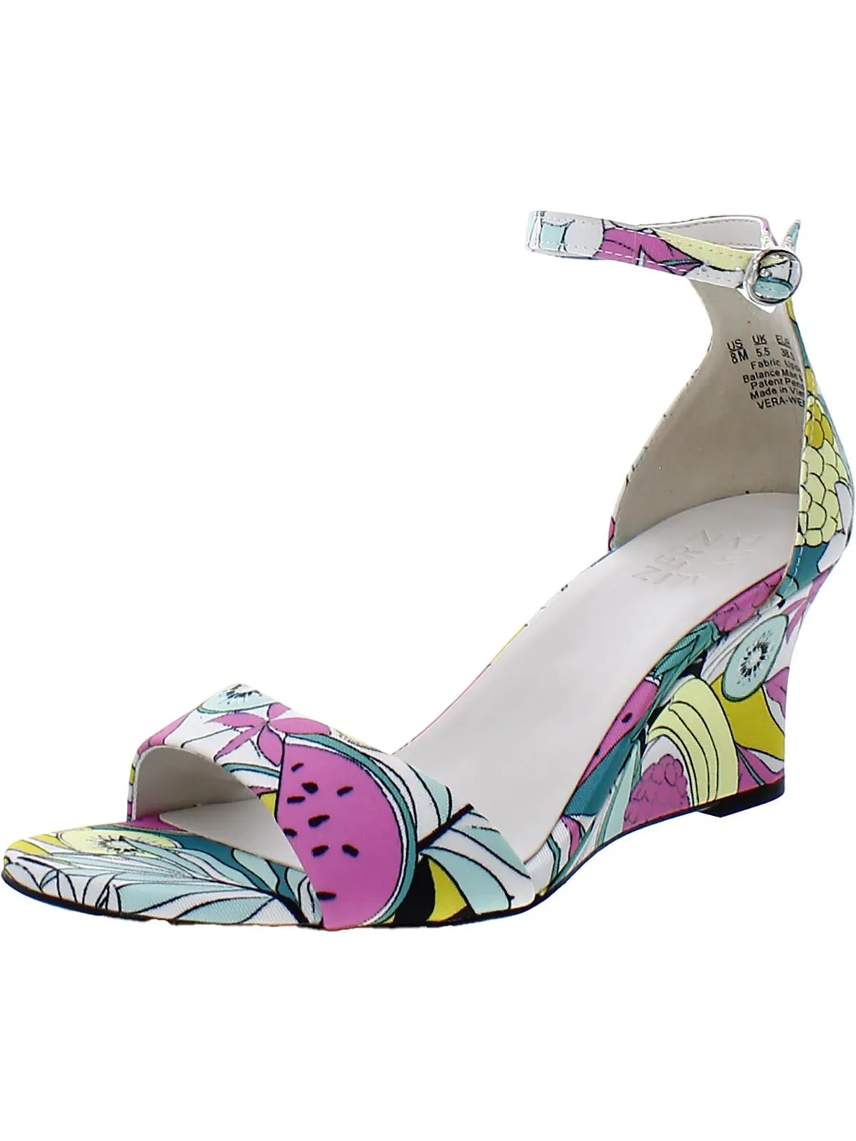 Vera Womens Patent Ankle Strap Wedge Sandals